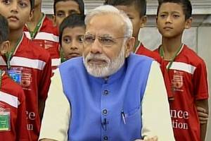 According the Prime Minister Modi, sports gives us occasions to celebrate victory and also strength to accept defeat. It teaches us sportsmenship. (Source: Twitter)