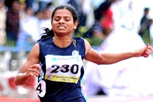 Dutee, who became the first Indian woman to qualify for the 100m dash in 36 years, clocked 11.69secs, well below her national record timing of 11.24secs to finish seventh in heat number 5 at the Olympic Stadium. (Source: PTI) Dutee, who became the first Indian woman to qualify for the 100m dash in 36 years, clocked 11.69secs, well below her national record timing of 11.24secs to finish seventh in heat number 5 at the Olympic Stadium. (Source: PTI)