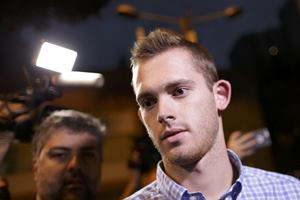 US Olympic swimmer Gunnar Bentz leaves a police station after being questioned in Rio de Janeiro. (Reuters) US Olympic swimmer Gunnar Bentz leaves a police station after being questioned in Rio de Janeiro. (Reuters)