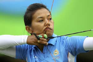 Bombayla Devi Laishram (IND) of India competes. (Reuters) Bombayla Devi Laishram (IND) of India competes. (Reuters)