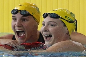 The Australian women won by an emphatic 1.24 seconds from the American team of Simone Manuel, Abbey Weitzeil, Dana Vollmer and Katie Ledecky. (Reuters)