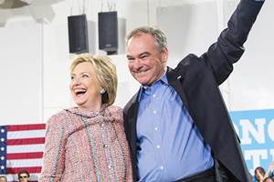 Hillary Clinton with her running mate Tim Kaine. (Source: hillaryclinton.com)