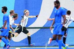 Christopher Ruhr of Germany celebrates after scoring the winner vs India. Christopher Ruhr of Germany celebrates after scoring the winner vs India.