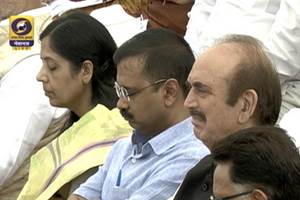 A Doordarshan video grab tweeted by Manish Sisodia. A Doordarshan video grab tweeted by Manish Sisodia.