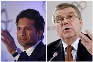 Tendulkar, who is here as a goodwill ambassador for the Indian contingent, sat alongside Bach as the two watched the opening day of rugby sevens, which has made an Olympic return after a 92-year-absence. (Reuters)