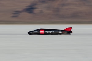 The Infor Rocket Streamliner is powered by two Rocket III engines, turbocharged to develop a combined 1,000 hp at 9,000 rpm, while running on methanol fuel.