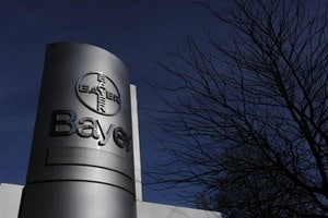 The logo of Bayer AG is pictured at the Bayer Healthcare subgroup production plant in Wuppertal. (Reuters)