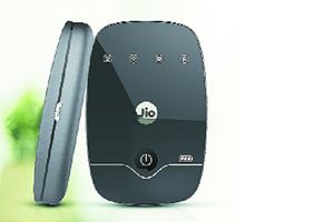 The JioFi 2 switches on to create a Wi-Fi signal of its own.