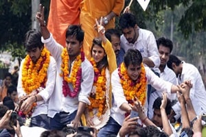 dusu elections, du elections, du election result, delhi university elelctions, du results, abvp, nsui, abvp seats, abvp du, du president