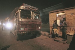According to a study, in India, trucks spend 60 per cent of their time in plying on roads while 40 per cent of the time, they spend on check points and other approval related issues. (Express Photo by Amit Mehra)