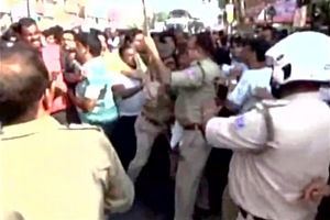 The clash started when Babul Supriyo came out with BJP workers at Assansol in West Bengal, and in the presence of TMC supporters there were exchange of dialogues and slogans between the two. (Source: ANI) The clash started when Babul Supriyo came out with BJP workers at Assansol in West Bengal, and in the presence of TMC supporters there were exchange of dialogues and slogans between the two. (Source: ANI)