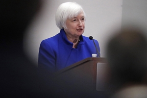 Federal Reserve Chair Janet Yellen speaks to a conference of business leaders during an address at the Federal Reserve Bank of Boston. (AP)