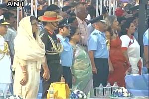 In the presence of Army Chief Dalbir Suhag and Airforce' Honorary Captain Sachin Tendulkar, the Air Chief Arup Raha addressed the nation on this occasion. In the presence of Army Chief Dalbir Suhag and Airforce' Honorary Captain Sachin Tendulkar, the Air Chief Arup Raha addressed the nation on this occasion.