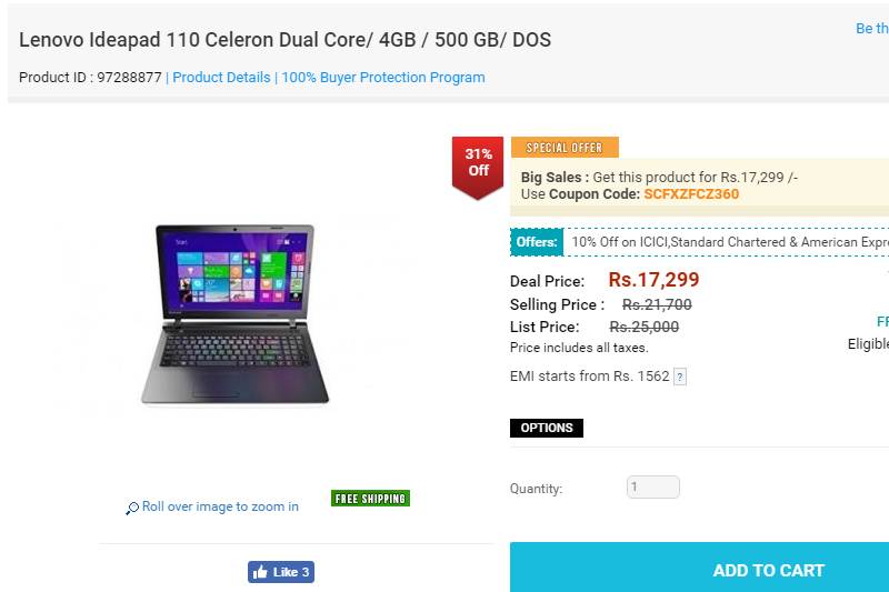 ShopClues, ShopClues sale, ShopClues Diwali sale, ShopClues Diwali sale Day 1, ShopClues Lowest Price Online Challenge, ShopClues best deals on offer, ShopClues offers, Lenovo Ideapad, Lenovo Ideapad price, Sony 32 inch Bravia LED TV, Sony 32 inch Bravia LED TV price, DATAMINI TWG10 price on shopclues, Shopclues Best Price Challenge