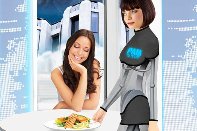 RoboButlers are autonomous robots which can be designed online before arrival and can be programmed with special talents, skills, languages and information