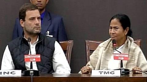 The divide in the Opposition ranks notwithstanding, Rahul Gandhi and Mamata Banerjee launched a frontal assault on Tuesday on Prime Minister Narendra Modi. (Source: ANI)