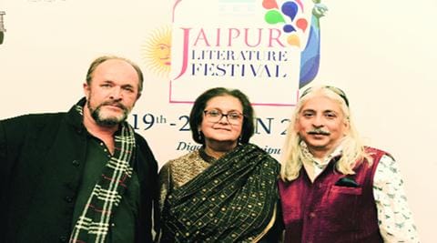 (From left) William Dalrymple and Namita Gokhale, co-directors, JLF; and Sanjoy K Roy, director, Teamwork Arts, which produces the festival.