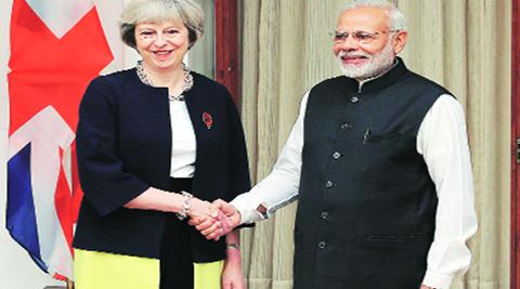 PM Narendra Modi with UK PM Theresa May.
