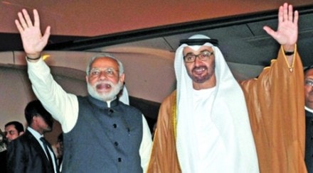 The Deputy PM of UAE with PM Modi. (PTI) The Deputy PM of UAE with PM Modi. (PTI)