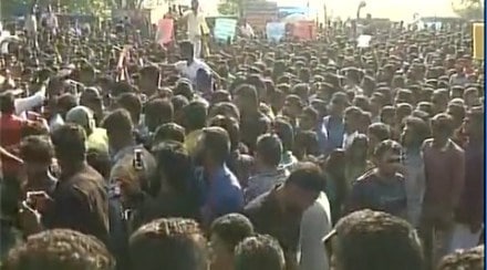 Scores of people took to the streets in Chennai today seeking permission to hold the bull-taming sport 'Jallikattu', coinciding with the Tamil harvest festival of Pongal, a week away. (ANI)
