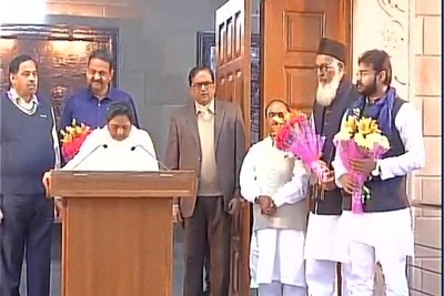 Mayawati, today declared that gangster-turned-politician Mukhtar Ansari and his son have been included in the party. (ANI)