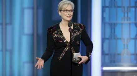 "There was one performance this year that stunned me," Streep, 67, said as she was honored with the Cecil B. DeMille lifetime achievement award Sunday night. (Website/GoldenGlobes)