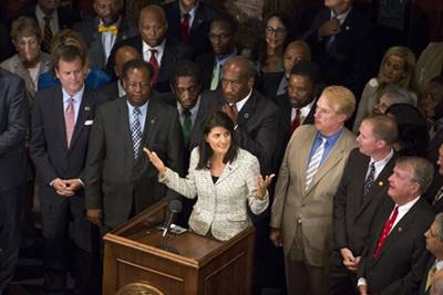 US President Donald Trump is pleased that Nikki Haley, sworn in as the US ambassador to the UN, "is our nation's first Indian-American cabinet level officer", his spokesperson Sean Spicer told the media. (Reuters)