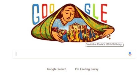 Google paid tribute to Savitribai Phule on her 186th birth anniversary. (Photo courtesy: Google)