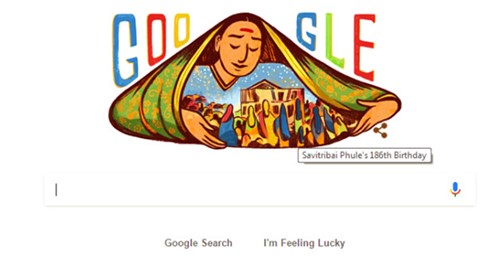 Google paid tribute to Savitribai Phule on her 186th birth anniversary. (Photo courtesy: Google) Google paid tribute to Savitribai Phule on her 186th birth anniversary. (Photo courtesy: Google)