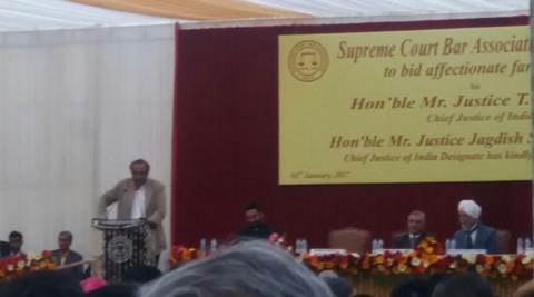Justice Mukul Rohtagi addressing the gathering. (FeOnline)