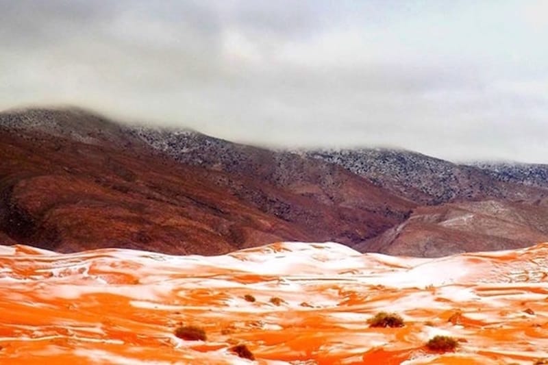 sahara desert, sahara desert snowfall, snowfall, sahara snowfall