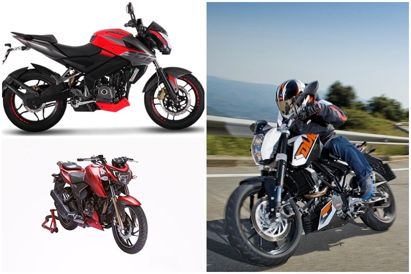 The KTM 200 Duke and Bajaj Pulsar NS 200 were launched in India in 2012. The Bajaj Pulsar NS 200's engine is based on the KTM 200 Duke's motor, but with some mechanical changes like the triple spark plug technology. Later, TVS Apache RTR 200 joined the naked street fighter motorcycle segment in the country which competes with the other two.KTM launched the 2017 200 Duke priced at Rs 1.43 lakh, ex-showroom, Delhi. All three motorcycles are good with their respective features, engine, styling and performance. When it comes to performance, people opt for KTM due to its responsive motor, however, the NS 200 and the Apache 200 also offer appreciable fuel efficiency figures with acceptable performance. Here is a quick comparison between the three motorcycles.