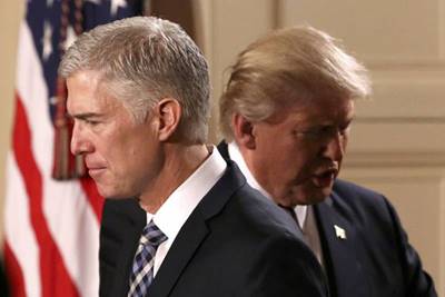 Neil Gorsuch speaks after US President Donald Trump announces his nomination of Gorsuch to be an associate justice of the U.S. Supreme Court at the White House in Washington. (Reuters)
