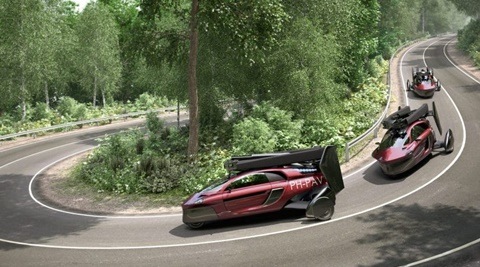 The PAL-V Liberty comes with a three-wheel design that tilts from side to side on curves.