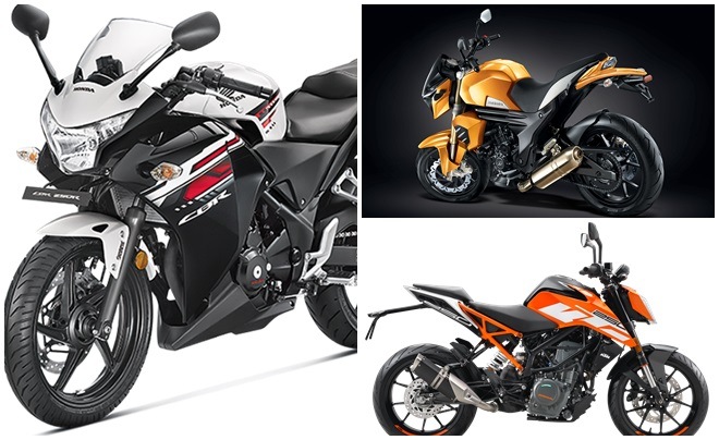 KTM India has finally launched the newest entrant in Duke family, the KTM 250 Duke, a quarter litre motorcycle, which is expected to give tough competition to the likes of Honda CBR250R and Mahindra Mojo. The 250 Duke is loaded with a host of features for the riders in safety, electronics and is priced competitively as well. In this comparo, we pit these motorcycles to find out , which one offers the best value-for-money in terms of performance and features.