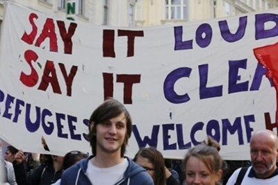 The march on Saturday, in which the protesters carried signs with slogans denouncing the proposed ban, proceeded through the centre of Vienna and ended in front of the square where the Foreign Ministry building is located. (Reuters)
