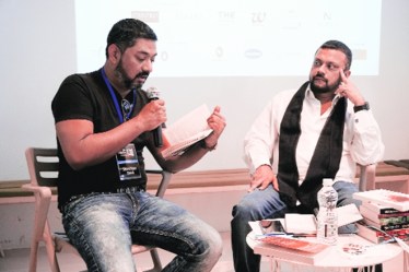 Author Shantanu Dhar at the 2017 Noir Literature Festival in Delhi; and (below) author Arjun Raj Gaind 
