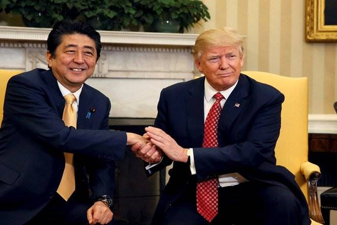 The US-Japan alliance is the cornerstone of peace and stability in the Pacific region," Trump told reporters at a joint news conference with Abe at the White House yesterday. (Reuters) The US-Japan alliance is the cornerstone of peace and stability in the Pacific region," Trump told reporters at a joint news conference with Abe at the White House yesterday. (Reuters)