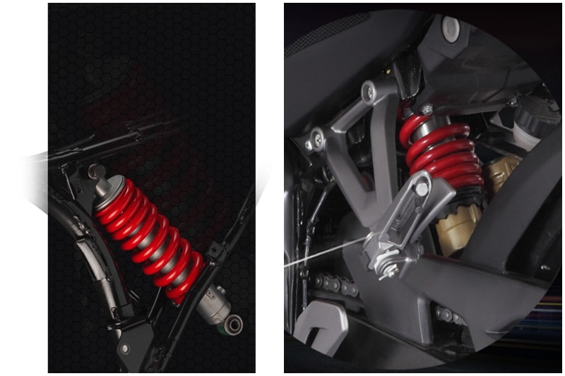 Both motorcycles, the Bajaj Pulsar NS200 and the TVS Apache RTR 200 4V are offered with front telescopic forks and rear monoshocks suspension setup. While TVS borrows its monoshock from KYB for the Apache, Bajaj develops its own monoshock, commonly known as the Nitrox Monoshock.