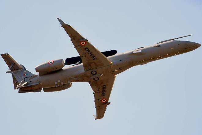 Bengaluru : DRDO-Embraer AEW&CS (Air-Borne Early Warning and Control System) aircraft on a sortie during a rehersal ahead of AERO INDIA 2017 at Yelahanka air base in Bengaluru on Sunday. PTI Photo by Shailendra Bhojak(PTI2_12_2017_000182A) Bengaluru : DRDO-Embraer AEW&CS (Air-Borne Early Warning and Control System) aircraft on a sortie during a rehersal ahead of AERO INDIA 2017 at Yelahanka air base in Bengaluru on Sunday. PTI Photo by Shailendra Bhojak(PTI2_12_2017_000182A)