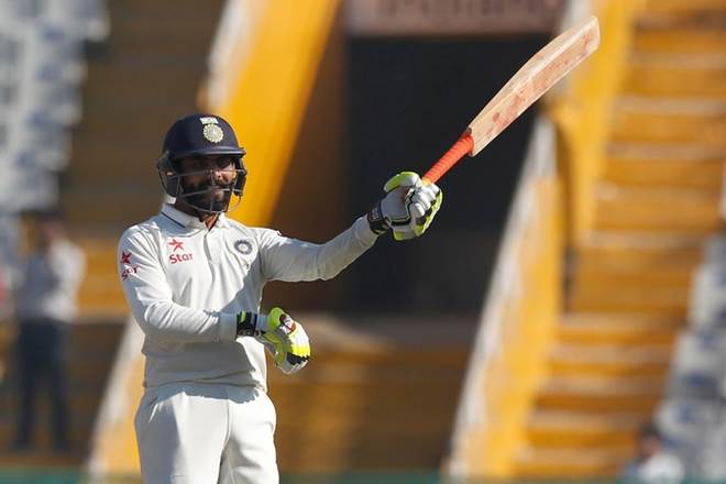 All-rounder Ravindra Jadeja justified his importance batting down the order, as today, he scored a valuable 60* which included 4 fours and 2 sixes. And whenever, he gets past 50, he does his signature step - the Rajput sword moves. (BCCI/Twitter)