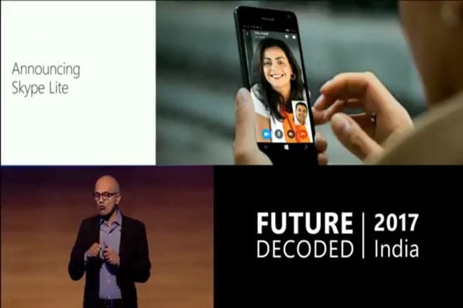 microsoft skype lite, skype aadhaar, microsoft aadhaar, future decoded event, microsoft future decoded, satya nadella skype lite, microsoft satya nadella, microsoft ceo, satya nadella india, satya nadella future decoded, skype india, skype lite india, microsoft news, satya nadella news, future decoded event