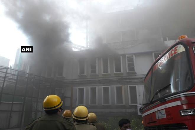 On Sunday, a floor in the Times of India building caught fire. 