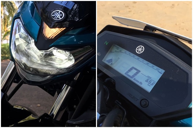 Features: The motorcycle gets an LCD instrument cluster, which has a digital speedometer, digital tachometer, digital fuel gauge, clock, odometer & tripmeter. The FZ25 is offered with MRF Zapper tyres and shares some of its parts with MT series motorcycles like alloy wheel design and racing style foot pegs. The motorcycle gets a LED headlamp setup with AHO ( Automatic Headlamps On) functionality and LED taillamp.