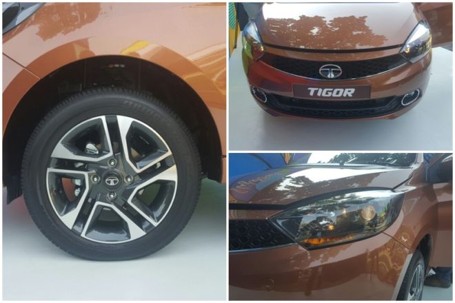 Design: The new Tigor has been based on the Kite 5 sedan concept that was showcased at the 2016 Auto Expo. And the production version of the compact sedan which is based on the company's Impact design language features a honeycomb mesh grille similar to the Tiago. The car will be equipped with dual headlamp setup which also has a projector beam. What is the key design element unlike most compact sedans sold in India is that the Tigor has a coupe like design at the rear. The rear glass slopes down and merges with the rear which has a short rear deck.