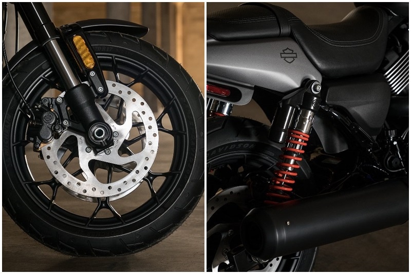 Suspension and Brakes: The Suspension duties on motorcycle are handled by new 43 mm inverted front forks and piggyback shocks at rear, which is claimed to offer better ride quality. The Street Rod 750 will carry dual front disc brakes with dual piston calipers with ABS as standard.