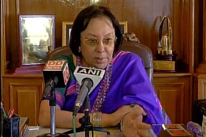 Have not received till today any resignation letter from the CM Okram Ibobi Singh, says Najma Heptulla. (ANI)
