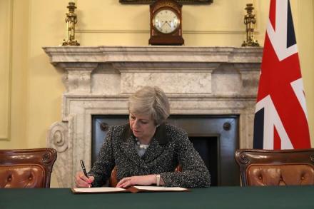 Britain heads into the unknown as Theresa May signs Brexit letter
