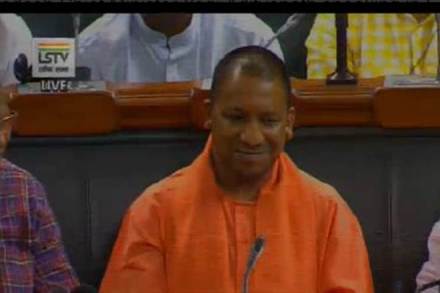 Yogi Adityanath speaking Lok Sabha today. (ANI)