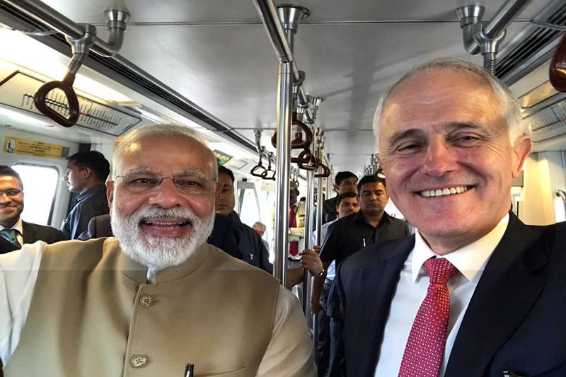 PM Narendra Modi, Prime Minister Malcolm Turnbull, Australian PM Malcolm Turnbull, Australian Prime Minister Malcolm Turnbull, Delhi Metro, Selfie, Akshardham Temple, Akshardham Visit, Australian PM Malcolm Turnbull India Visit